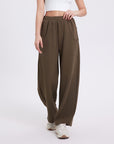 Women’s High Waist Straight Leg Trousers - Cotton Sports & Casual Pants (Black/Flower Gray/Winter Gray/Palm Green, S-XL) All-Season Loose Fit