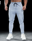 Men’s Elastic Running Trousers - Cotton Sports Joggers (Black/White/Gray/Pink Blue, M-XXL) Autumn/Winter Thick Training Pants