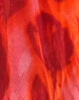 Women's Floral Silk Dress - Elegant Rose Red A-Line Long Sleeve Dress (Luxury Silk Fabric)