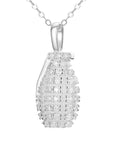 š„ Men's Punk Grenade Pendant Necklace - 925 Sterling Silver with Moissanite Inlay (Gold/White Gold Plated)