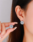 Sunflower Moissanite Earrings for Women - 1/2 to 2 Carat Sterling Silver Studs (Natural Cut, Hypoallergenic)