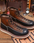 Personality New Martin Men's Boots – Premium 1st Layer Cowhide Retro Boots (Round Toe, Brown & Black)