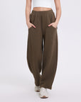Women’s High Waist Straight Leg Trousers - Cotton Sports & Casual Pants (Black/Flower Gray/Winter Gray/Palm Green, S-XL) All-Season Loose Fit