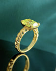 🖤 Olive Elegance : Bague en argent polyvalente pour femme