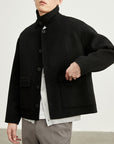 Veste en laine double face pour homme – Style décontracté et professionnel (coupe ample, poches plaquées)
