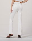 Women's White High-Waisted Slim Pants - Stretch Cotton Cropped Style