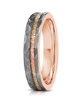 6mm Tungsten Steel Hammer Pattern Electric Rose Ring New
