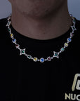 UNISEX GEMSTONE CHAIN SET – Gold & Platinum Hip Hop Jewelry (Adjustable 16"-24") – Stackable Layered Look