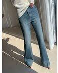 Women’s French Retro High-Waist Washed Jeans – Artistic Vintage Denim Pants