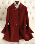 Women’s Artistic Retro Wool Coat – Loose Fit (Beige/Black/Ankela Red/Brown)
