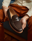 Men's British Business Leather Shoes – Premium 1st-Layer Cowhide (Coffee/Suede, Round Toe)