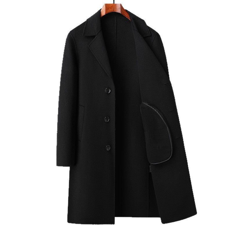 Men’s 100% Sheep Woolen Trench Coat – Thick Double-Velvet Business & Leisure Outerwear