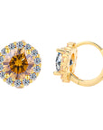Sunflower Moissanite Earrings for Women - 1/2 to 2 Carat Sterling Silver Studs (Natural Cut, Hypoallergenic)