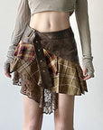 🎨 Bohemian Rhapsody: Women's Asymmetric Patchwork Plaid Skirt