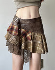 🎨 Bohemian Rhapsody: Women's Asymmetric Patchwork Plaid Skirt