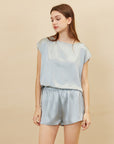 Women's French Style Mulberry Silk Sleeveless Shorts Suit - Luxury Summer Lounge Set (9 Colors, M-XL)