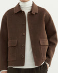 Veste en laine double face pour homme – Style décontracté et professionnel (coupe ample, poches plaquées)