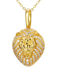 🦁 Lion Head 925 Silver Moissanite Necklace - Regal Statement Piece (Gold/White Gold Plated, 20"-32" Chain)