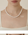 Women’s Natural Freshwater Pearl Necklace – S925 Silver Clasp, High-End Bun & Flat Bead Design