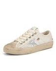 Women’s Washed Horse-Pattern Sneakers – Mid-Heel (3-5cm) in Black/White/Brown/Leopard