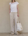 🌿 Women’s Minimalist Linen Pants – Double-Side Pocket Straight Leg (S/M/L, Natural Hemp)