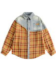 ✨ Women’s American Retro Plaid Shirt - Loose Stitching Long Sleeve (Yellow, 100% Cotton)