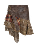 🎨 Bohemian Rhapsody: Women's Asymmetric Patchwork Plaid Skirt