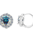 Sunflower Moissanite Earrings for Women - 1/2 to 2 Carat Sterling Silver Studs (Natural Cut, Hypoallergenic)
