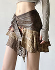🎨 Bohemian Rhapsody: Women's Asymmetric Patchwork Plaid Skirt