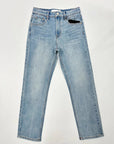 Damen High Waist Hellblaue Stretchjeans - Slim Fit Cropped Straight Leg Denim (25-30, Baumwolle, Street Hipster Style)