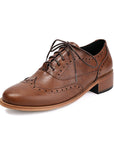 Women’s British Retro Oxford Shoes – Low-Heel Lace-Up Casual Style