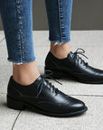 Women’s British Retro Oxford Shoes – Low-Heel Lace-Up Casual Style