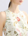Robe jacquard française pour femme – Robe trapèze mi-longue sans manches (blanc crème) – Robe de travail taille haute en coton (S-XXL)