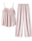 Women's Luxury Satin Pajama Set - Sleeveless Sling Nightwear (White) | Summer Breathable Sleepwear
