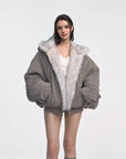 Double-Sided Faux Fur Vintage Jacket – Ultra-Short Chenille Coat – Socialite Winter Fashion
