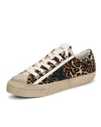 Women’s Washed Horse-Pattern Sneakers – Mid-Heel (3-5cm) in Black/White/Brown/Leopard