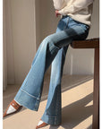 Women’s French Retro High-Waist Washed Jeans – Artistic Vintage Denim Pants