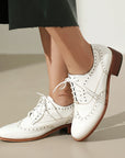 Women’s British Retro Oxford Shoes – Low-Heel Lace-Up Casual Style