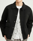 Veste en laine double face pour homme – Style décontracté et professionnel (coupe ample, poches plaquées)