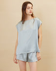 Women's French Style Mulberry Silk Sleeveless Shorts Suit - Luxury Summer Lounge Set (9 Colors, M-XL)