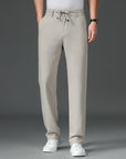 Men’s Thin Cotton-Linen Trousers – High Waist, Wide Leg (Creamy-White/Black/Royal Blue/Khaki)