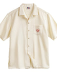 Men’s Madden Workwear Hawaiian Shirt - Light Apricot Woven Polyester (S-XXL) Short Sleeve Casual Button-Up with Embroidery
