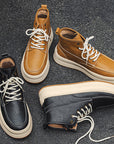 Men’s British Style Platform Sneakers - Height-Increasing Microfiber Casual Shoes