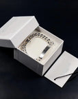Men’s Titanium Steel Necklace & Bracelet Set - Mechanical Water Wave Chain (Numbers/Text Design, 20cm, Unisex Ins Style Jewelry)