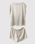 Women's French Style Mulberry Silk Sleeveless Shorts Suit - Luxury Summer Lounge Set (9 Colors, M-XL)