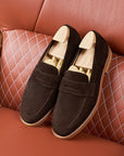 Men's British Business Leather Shoes – Premium 1st-Layer Cowhide (Coffee/Suede, Round Toe)