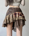 🎨 Bohemian Rhapsody: Women's Asymmetric Patchwork Plaid Skirt