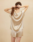 Women's French Style Mulberry Silk Sleeveless Shorts Suit - Luxury Summer Lounge Set (9 Colors, M-XL)
