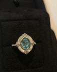 S925 Sterling Silver Aquamarine Ring - Oval White Shell Geometric Jewelry for women (Sizes 5-8)
