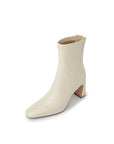 👢 Women's French Style Cowhide Boots – Square-Toe High Heel Ankle Boots